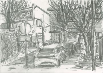 Streetview pencil drawing.